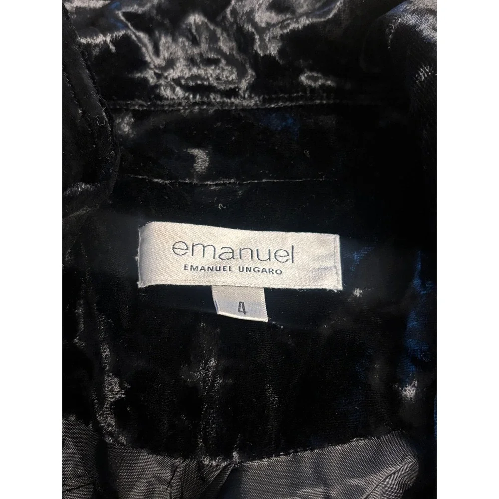 Emanuel Ungaro Black Velvet Blazer Jacket Women's Size 4‎ Button Front Velour